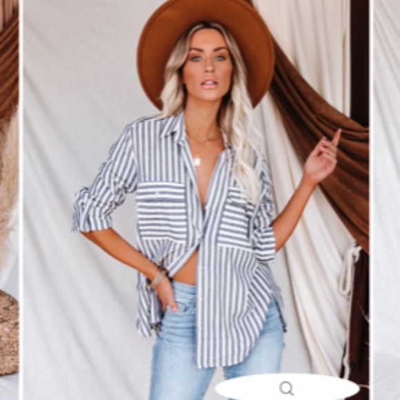 Vici Tops - VICI GREENPORT STRIPED BUTTON DOWN TOP